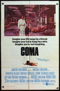 5e144 COMA int'l 1sh '77 Genevieve Bujold finds room of hanging unconscious beautiful women!