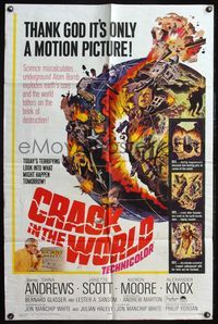 5e165 CRACK IN THE WORLD 1sh '65 atom bomb explodes, thank God it's only a motion picture!