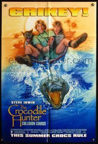 5e170 CROCODILE HUNTER COLLISION COURSE DS 1sh '02 wild art of Steve & Terri Irwin by Drew Struzan!