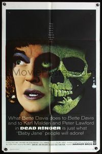 5e183 DEAD RINGER 1sh '64 creepy close up of skull & Bette Davis, who kills her own twin!