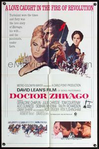 5e197 DOCTOR ZHIVAGO 1sh R74 Omar Sharif, Julie Christie, David Lean English epic, Terpning art!