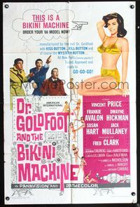 5e205 DR. GOLDFOOT & THE BIKINI MACHINE 1sh '65 Vincent Price, sexy babes with kiss & kill buttons!
