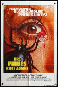 5e209 DR. PHIBES RISES AGAIN 1sh '72 Vincent Price, classic super close up image of beetle in eye!