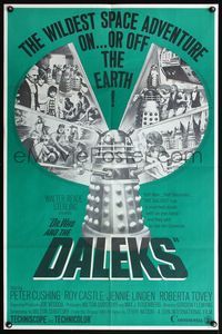 5e210 DR. WHO & THE DALEKS 1sh '66 Peter Cushing as Dr. Who, the wildest space adventure!