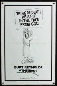 5e226 END style A advance 1sh '78 Burt Reynolds & Dom DeLuise, death is a pie in the face from god!