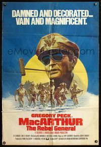 5e428 MacARTHUR English 1sh '77 damned & decorated World War II Gregory Peck as General MacArthur!