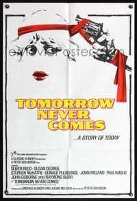 5e870 TOMORROW NEVER COMES English 1sh '78 artwork of Susan George tied up with revolver!