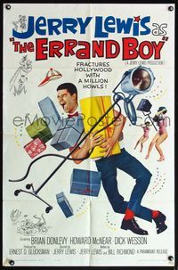 5e228 ERRAND BOY 1sh '62 screwball Jerry Lewis fractures Hollywood w/a million howls!
