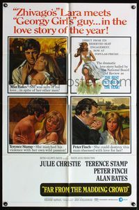 5e235 FAR FROM THE MADDING CROWD 1sh '68 Julie Christie, Terence Stamp, Peter Finch, Schlesinger
