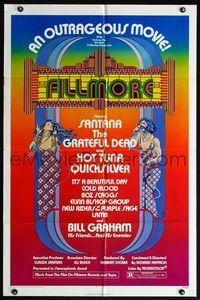 5e243 FILLMORE 1sh '72 Grateful Dead, Santana, rock & roll concert, cool Byrd art!