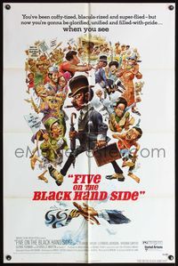 5e248 FIVE ON THE BLACK HAND SIDE 1sh '73 great Jack Davis artwork of entire cast!