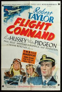 5e259 FLIGHT COMMAND style D 1sh '40 pilot Robert Taylor, Walter Pidgeon, the flying hell cats!