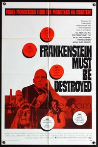 5e269 FRANKENSTEIN MUST BE DESTROYED 1sh '70 Peter Cushing is more monstrous than his monster!