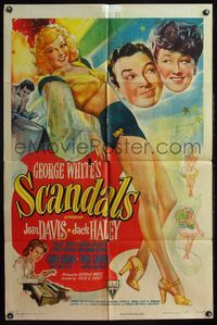 5e283 GEORGE WHITE'S SCANDALS 1sh '45 Joan Davis, Jack Haley, full-length sexy showgirl!