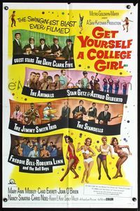 5e284 GET YOURSELF A COLLEGE GIRL 1sh '64 hip-est happiest rock & roll show, Dave Clark 5 & more!