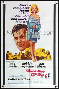 5e301 GOODBYE CHARLIE 1sh '64 Tony Curtis, sexy barely-dressed Debbie Reynolds, Pat Boone