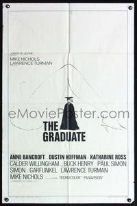 5e304 GRADUATE pre-awards style B 1sh '68 classic Dustin Hoffman & Anne Bancroft!