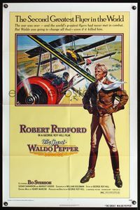 5e310 GREAT WALDO PEPPER 1sh '75 George Roy Hill, Robert Redford, Susan Sarandon, aviation art!