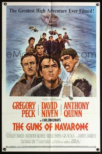 5e316 GUNS OF NAVARONE 1sh '61 Gregory Peck, David Niven & Anthony Quinn by Howard Terpning!