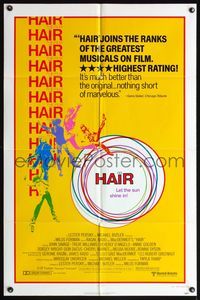 5e318 HAIR reviews 1sh '79 Milos Forman, Treat Williams, musical, let the sun shine in!