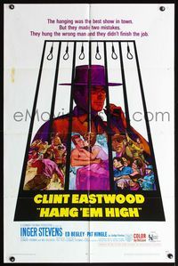 5e319 HANG 'EM HIGH 1sh '68 Clint Eastwood, they hung the wrong man and didn't finish the job!