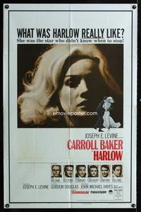 5e324 HARLOW new campaign style 1sh '65 Carroll Baker in the title role!