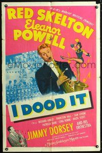5e345 I DOOD IT style D 1sh '43 Red Skelton, Jimmy Dorsey, Eleanor Powell showing sexy legs!