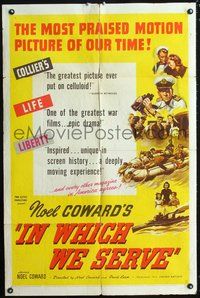 5e353 IN WHICH WE SERVE 1sh '43 directed by Noel Coward & David Lean, English World War II epic!