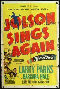 5e372 JOLSON SINGS AGAIN 1sh '49 Larry Parks as Al in the rest of The Jolson Story!