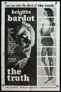 5e390 LA VERITE 1sh '61 super sexy Brigitte Bardot, Henri-George Clouzot, The Truth!