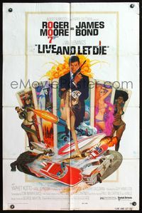 5e414 LIVE & LET DIE West Hemi 1sh '73 art of Roger Moore as James Bond by Robert McGinnis!