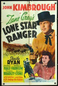 5e418 LONE STAR RANGER 1sh '41 from Zane Grey novel, cowboy John Kimbrough, pretty Sheila Ryan!