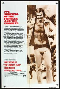 5e420 LONGEST YARD 1sh '74 Robert Aldrich prison football sports comedy, full-length Burt Reynolds!