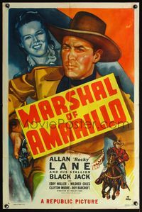 5e450 MARSHAL OF AMARILLO 1sh '48 cowboy Rocky Lane in Texas w/his stallion Black Jack!