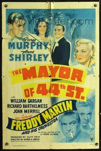 5e452 MAYOR OF 44TH STREET style A 1sh '42 art of George Murphy, Anne Shirley, Joan Merrill!