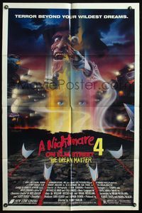 5e486 NIGHTMARE ON ELM STREET 4 1sh '89 art of Robert Englund as Freddy Krueger by Matthew!