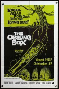 5e493 OBLONG BOX int'l 1sh '69 Vincent Price, Christopher Lee, Edgar Allan Poe, cool horror art!