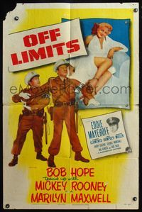 5e501 OFF LIMITS style A 1sh '53 soldiers Bob Hope & Mickey Rooney, sexy Marilyn Maxwell!