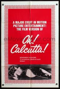 5e505 OH CALCUTTA 1sh '72 Jacques Levy directed sex musical, near naked lady art!