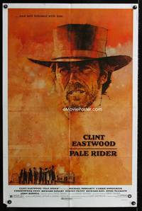 5e535 PALE RIDER 1sh '85 great artwork of cowboy Clint Eastwood by C. Michael Dudash!