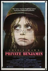 5e558 PRIVATE BENJAMIN 1sh '81 funny image of depressed military Goldie Hawn w/band-aid!