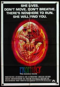5e564 PROPHECY She Lives style 1sh '79 John Frankenheimer, art of monster in embryo by Paul Lehr!