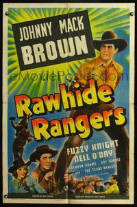 5e583 RAWHIDE RANGERS 1sh '41 Texas Rangers, Johnny Mack Brown, Fuzzy Knight!
