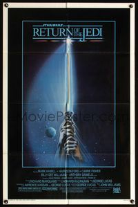 5e588 RETURN OF THE JEDI lightsaber 1sh '83 George Lucas classic, Mark Hamill, Harrison Ford!