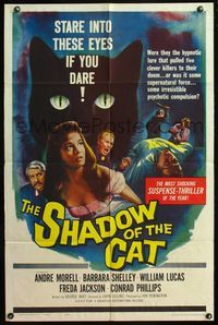 5e649 SHADOW OF THE CAT 1sh '61 sexy Barbara Shelley, stare into its eyes if you dare!