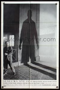 5e652 SHADOWS & FOG DS 1sh '92 photographic image of Woody Allen running from shadow by Brian Hamill