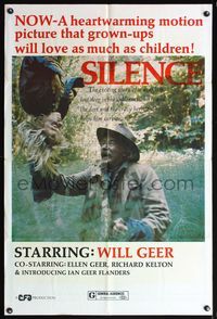 5e667 SILENCE 1sh '74 Will Geer, Ellen Geer, deaf boy lost in the wilderness!