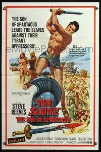 5e689 SLAVE 1sh '63 Il Figlio di Spartacus, art of Steve Reeves as the son of Spartacus!