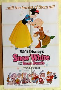 5e712 SNOW WHITE & THE SEVEN DWARFS style A 1sh R67 Walt Disney animated cartoon classic!