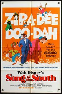 5e723 SONG OF THE SOUTH 1sh R73 Walt Disney, Uncle Remus, Br'er Rabbit & Br'er Bear!